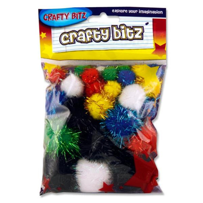 Crafty Bitz Pom Poms - Glitter - Pack of 30