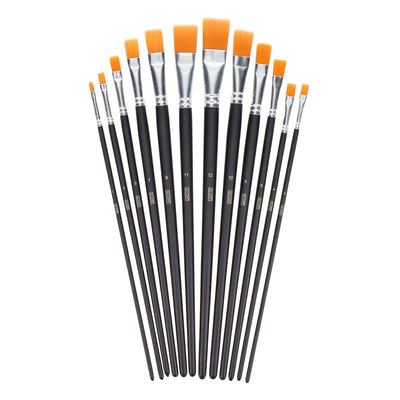 Icon Taklon Paint Brush Set - Flat - Pack of 12