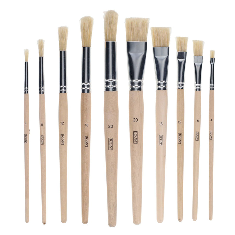 Icon Texture Paint Brush Set - Hog Hair - Pack of 10