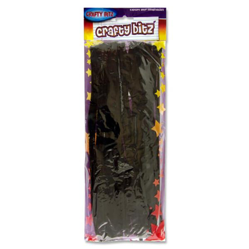 Crafty Bitz 12inch Pipe Cleaners - Black - Pack of 50