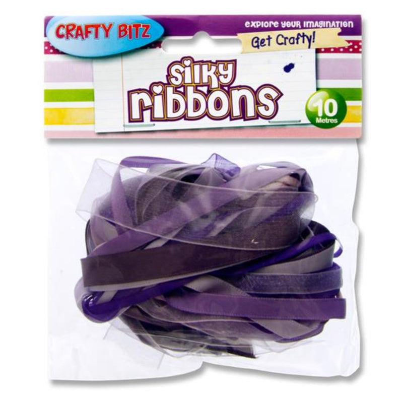 Crafty Bitz Silky Ribbons - 10m - Purple