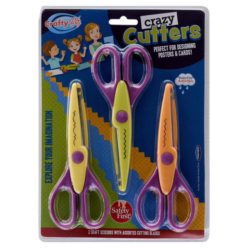 Crafty Bitz Crazy Cutters Craft Scissors with Assorted Cutting Blades - Pack of 3