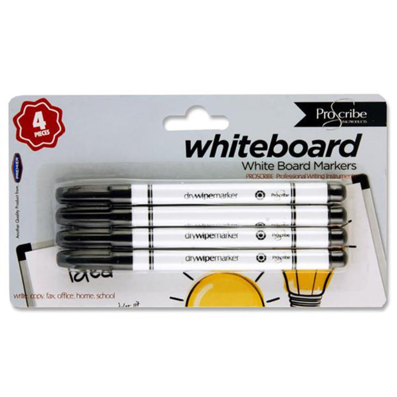 Pro:Scribe Whiteboard Markers - Black - Pack of 4