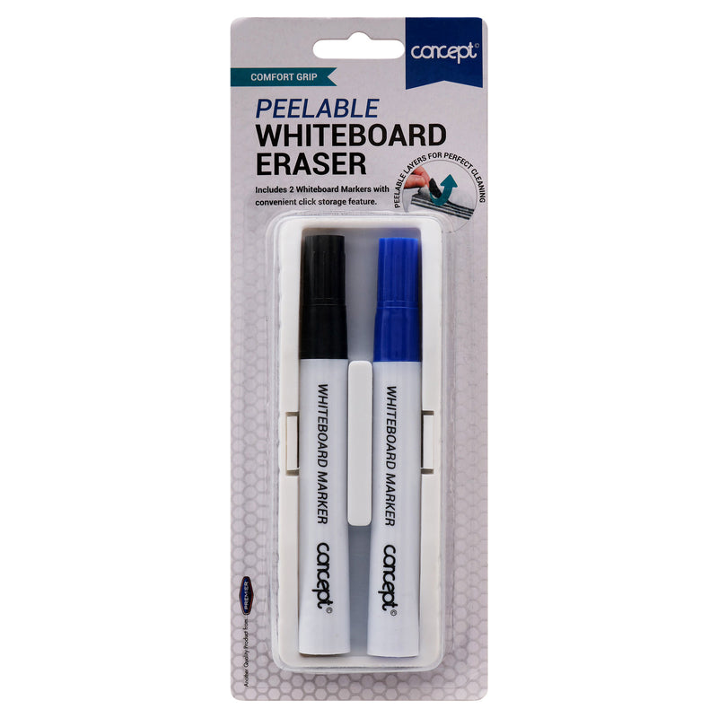 Premier Office Dry Wipe Whiteboard Markers with Peelable Eraser - Pack of 2