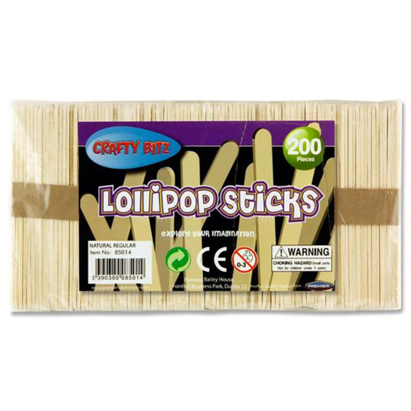 Crafty Bitz Lollipop Sticks - Natural - Pack of 200