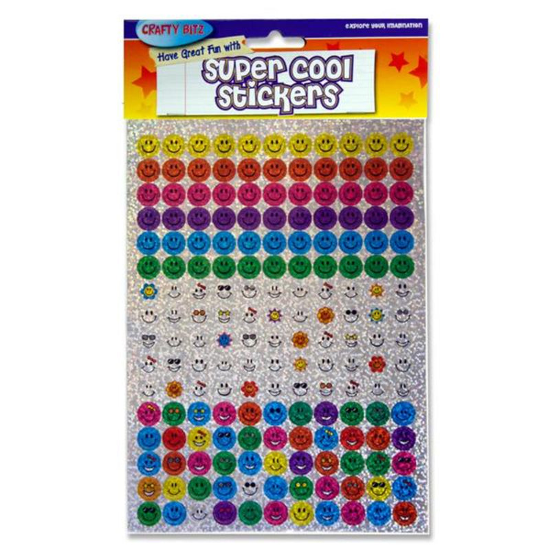 Crafty Bitz Super Cool Holographic Stickers - Small Smileys