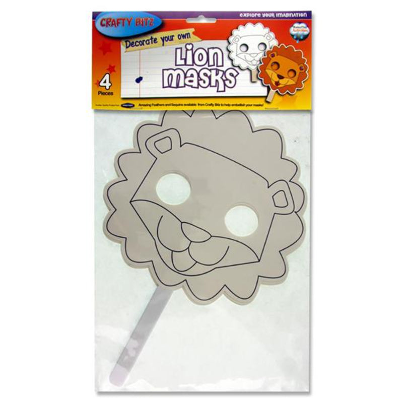 Crafty Bitz Decorate Your Own Masks - Lion - Pack of 4