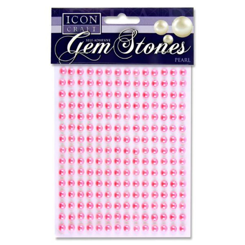 Icon Self Adhesive Gem Stones - 6mm - Pearl - Pink - Pack of 210