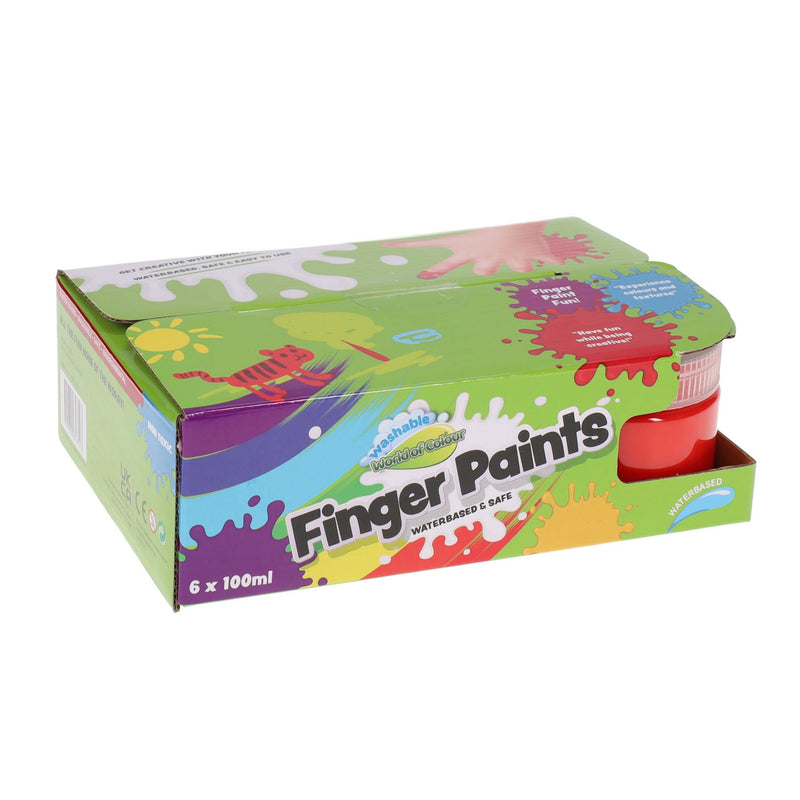 World of Colour Finger Paints 100ml - Pack of 6