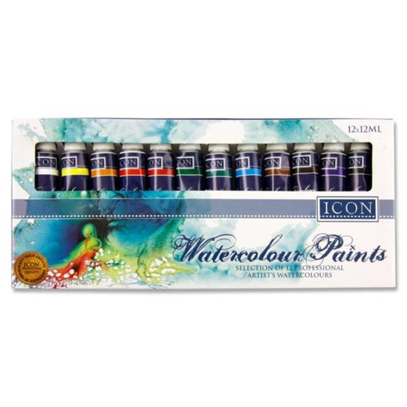 Icon Highest Quality Watercolour Paints - Box of 12