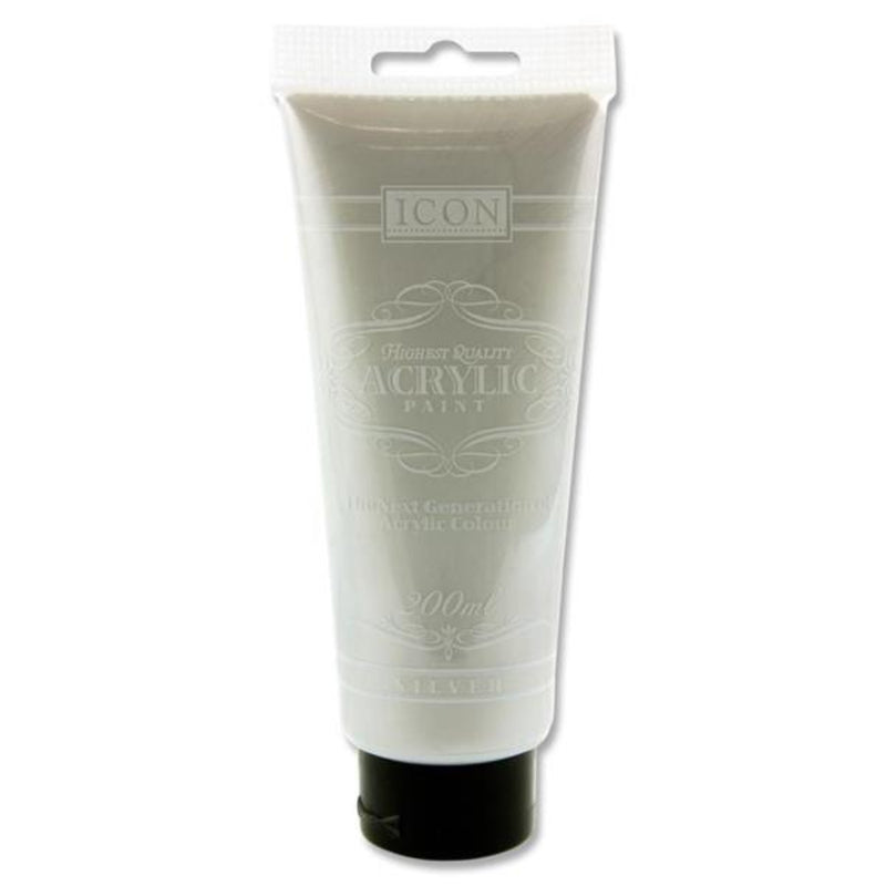 Icon Highest Quality Acrylic Paint - 200 ml - Silver